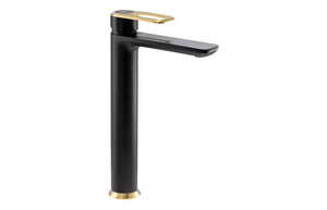Abode Levarto Tall Basin Mixer - Matt Black & Brass