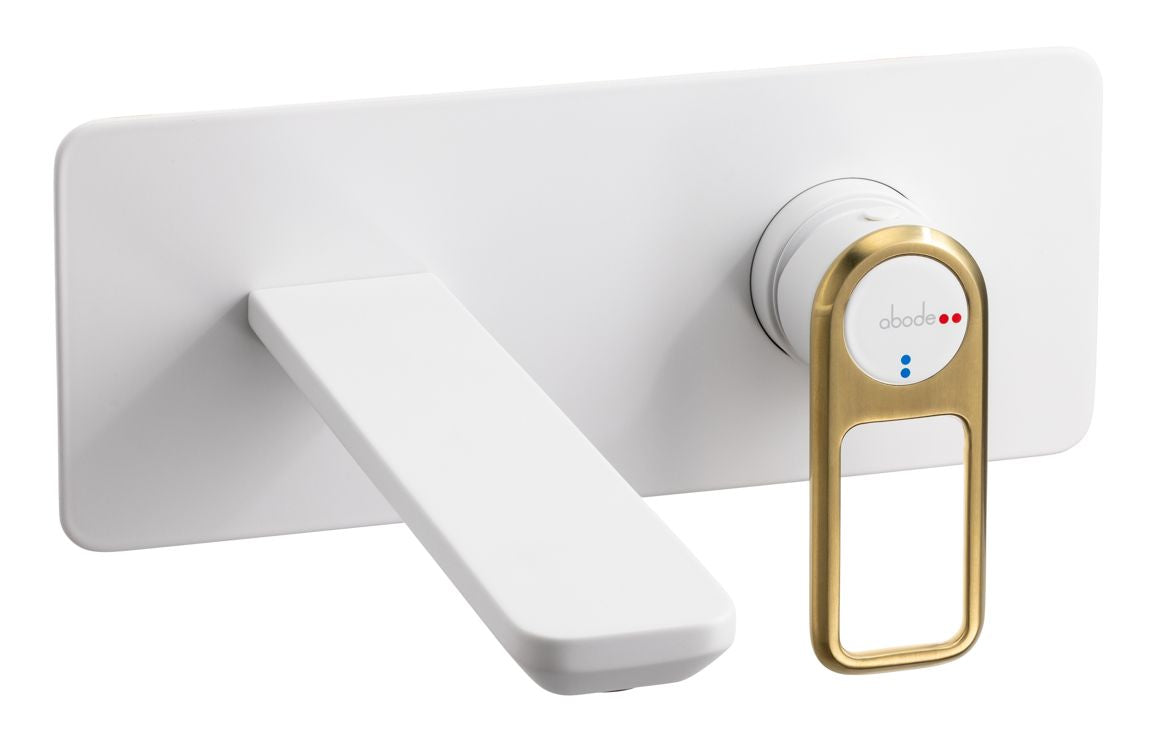 Abode Levarto Wall Mounted Basin / Bath Mixer - Matt Black & Brass