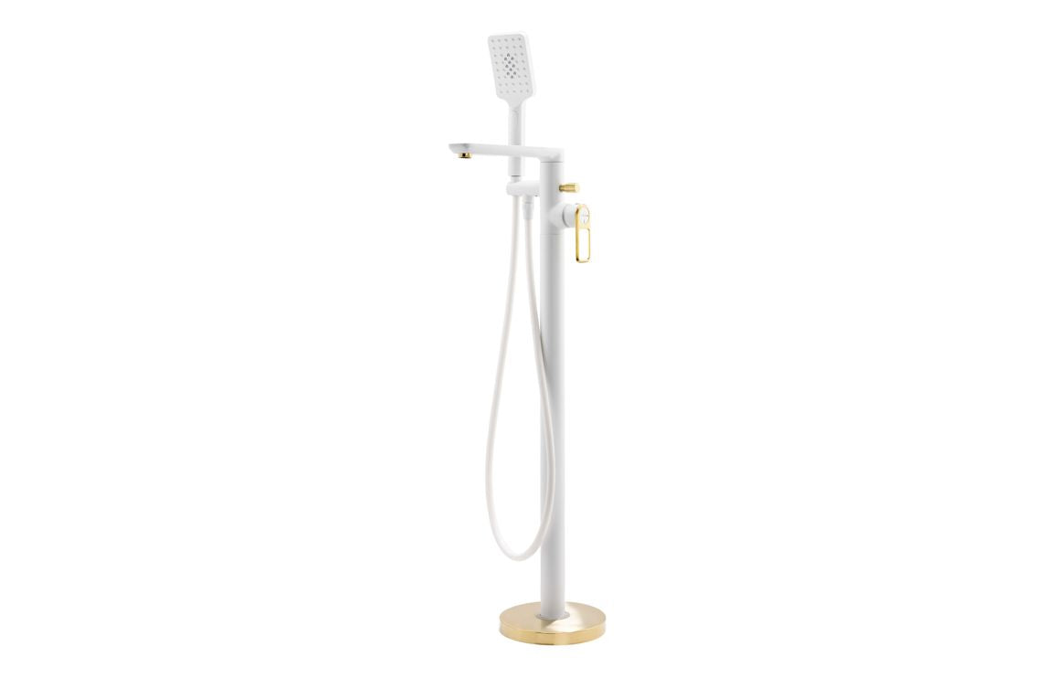 Abode Levarto Floor Standing Bath Shower Mixer - Matt Black & Brass
