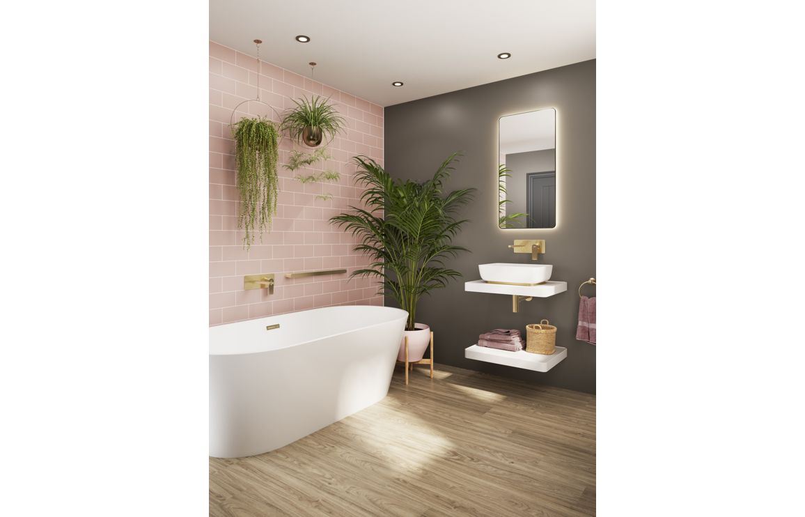 Abode Aquip Wall Mounted Basin / Bath Mixer - Brushed Brass