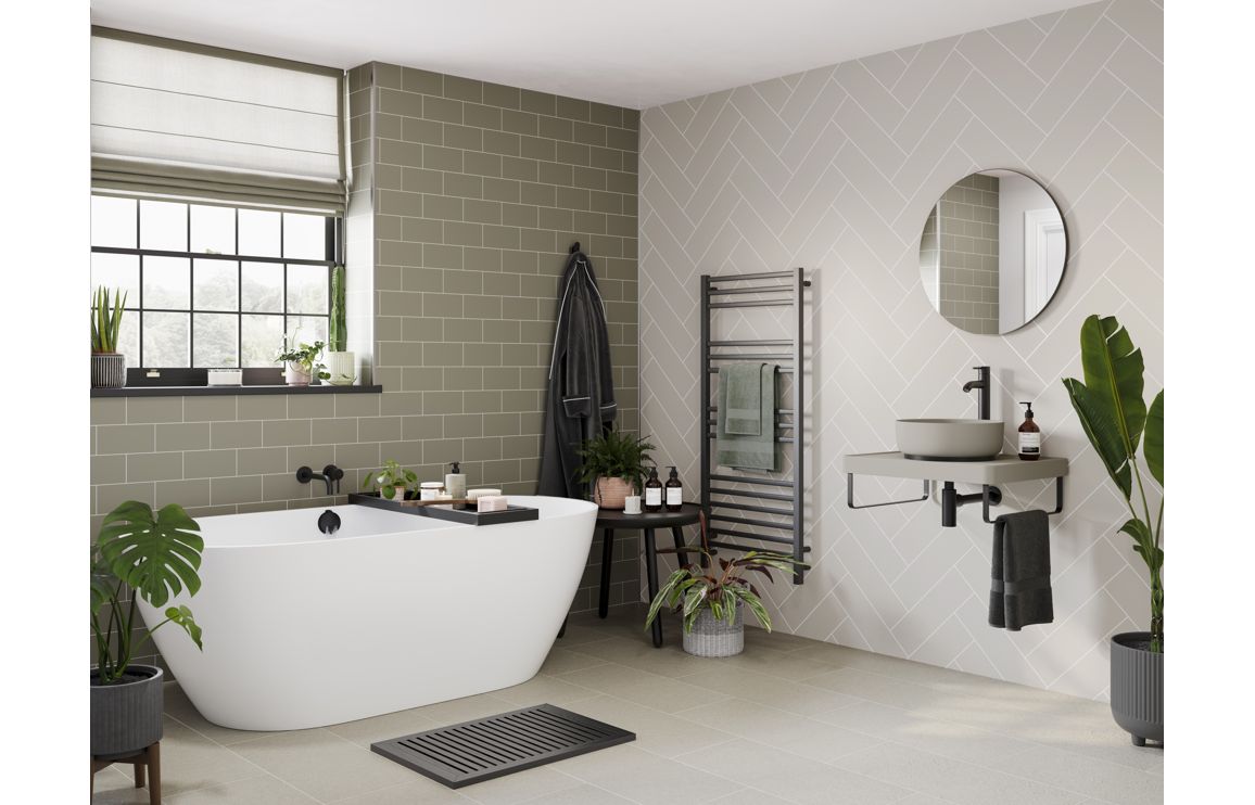 Abode Harmonie Wall Mounted Basin / Bath Mixer - Matt Black