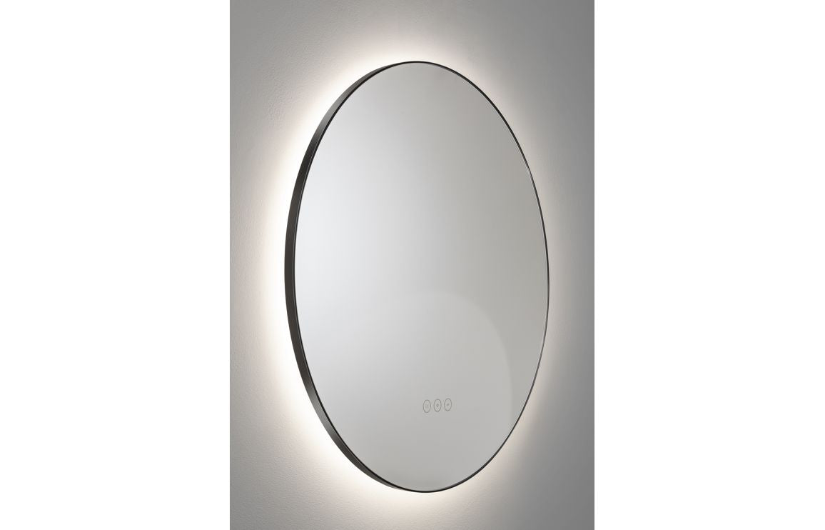 Abode Mayar 600mm Round LED Mirror - Matt Black