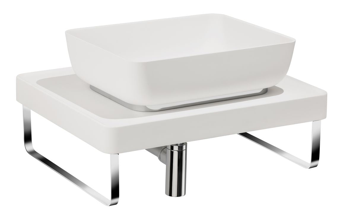 Abode Tableau/Cava Shelf & Tablet Basin Set - Chalk White w/Brushed Brass Finishes