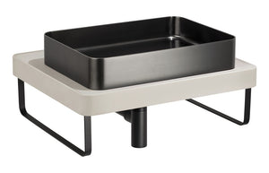 Abode Tableau/Iox Shelf & Tablet Basin Set - Pebble Grey w/Matt Black Finishes