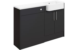 ROWALLAN 1242mm Basin & WC Unit Pack (LH) - Matt Graphite Grey