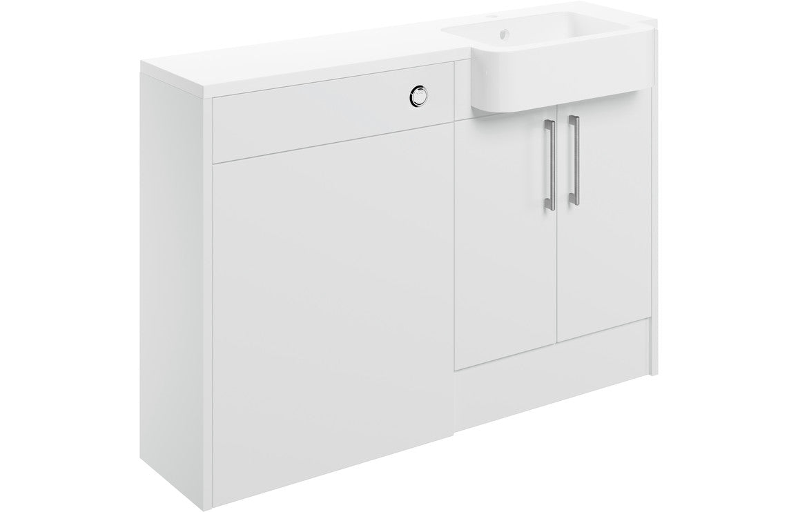 ROWALLAN 1242mm Basin & WC Unit Pack (LH) - White Gloss