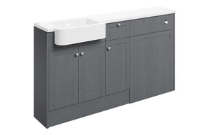 CARRICK 1542mm Basin & WC & 1 Drawer & 1 Door Unit Pack (LH) - Grey Ash