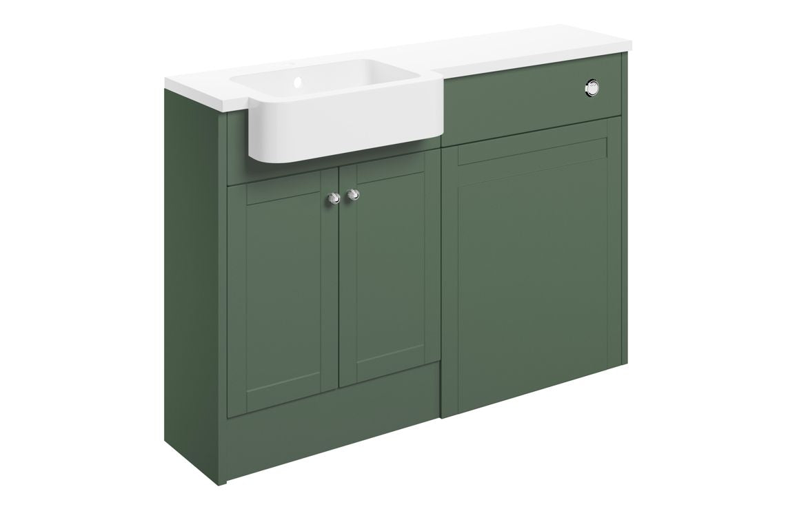 CARRICK 1242mm Basin & WC Unit Pack (RH) - Matt Sage Green