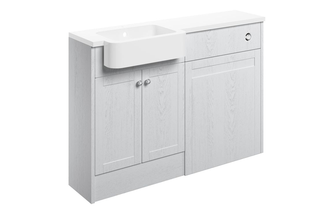 CARRICK 1242mm Basin & WC Unit Pack (RH) - Satin White Ash