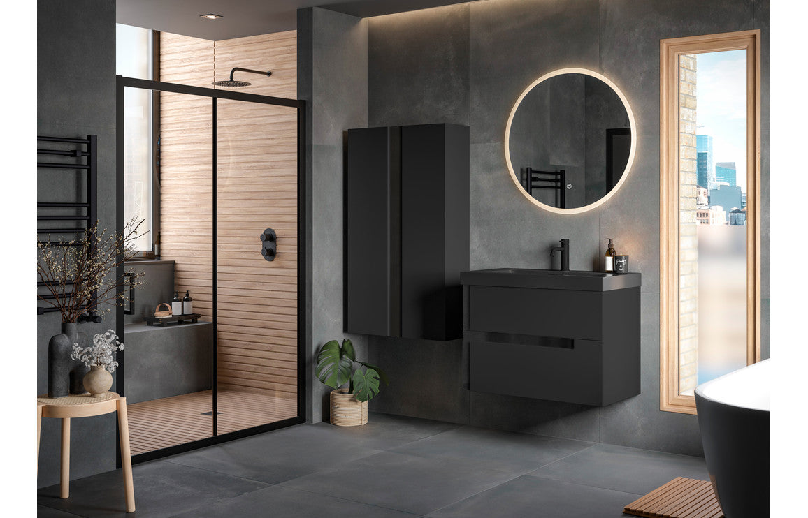 BONNYTON 500mm WC Unit - Matt Black & Glass