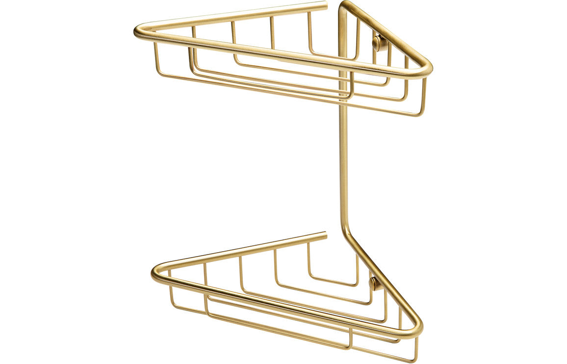 ONYX 2-Tier Corner Shower Caddy - Brushed Brass