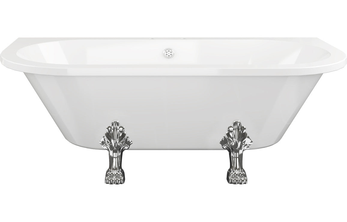 REVIVE Freestanding Back To Wall 1700x800x600mm 2TH Bath w/Feet - White