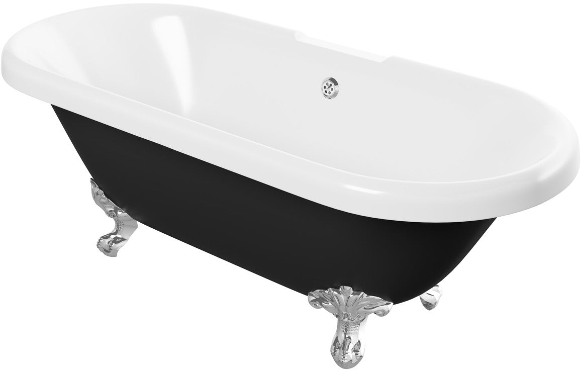 BLISS Freestanding 1690x740x620mm 2TH Bath w/Feet - Black