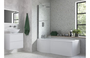 P Shape Bath Screen - Chrome