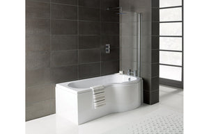 P-Shape 1700x700-850x410mm 0TH Shower Bath & Panel & Screen (LH)