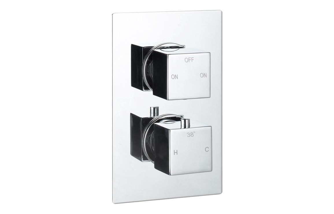 PURE Thermostatic Two Outlet Twin Shower Valve - Chrome