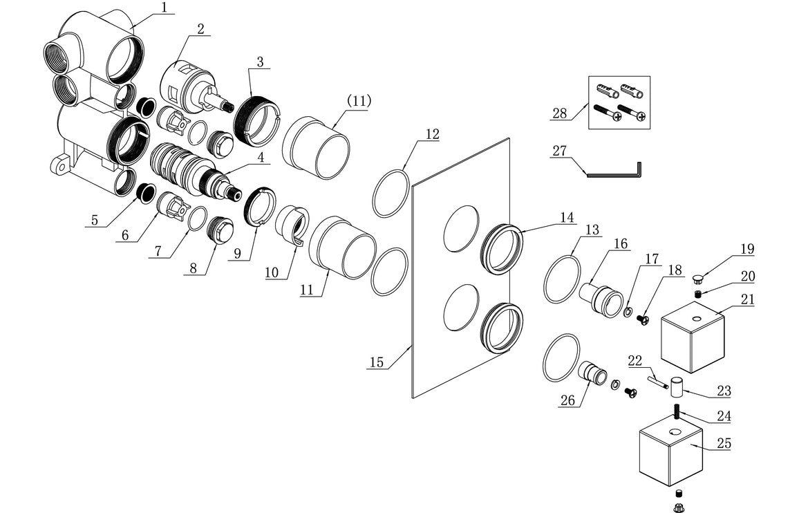 PURE Thermostatic Two Outlet Twin Shower Valve - Chrome