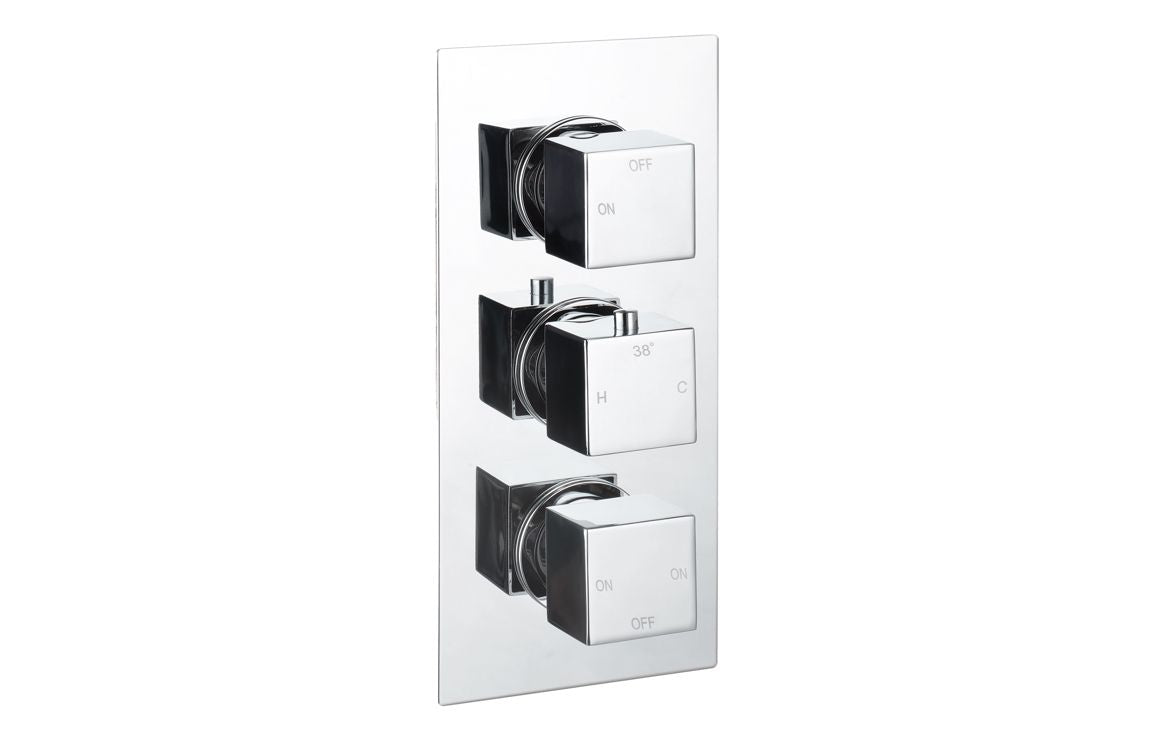 PURE Thermostatic Three Outlet Triple Shower Valve - Chrome