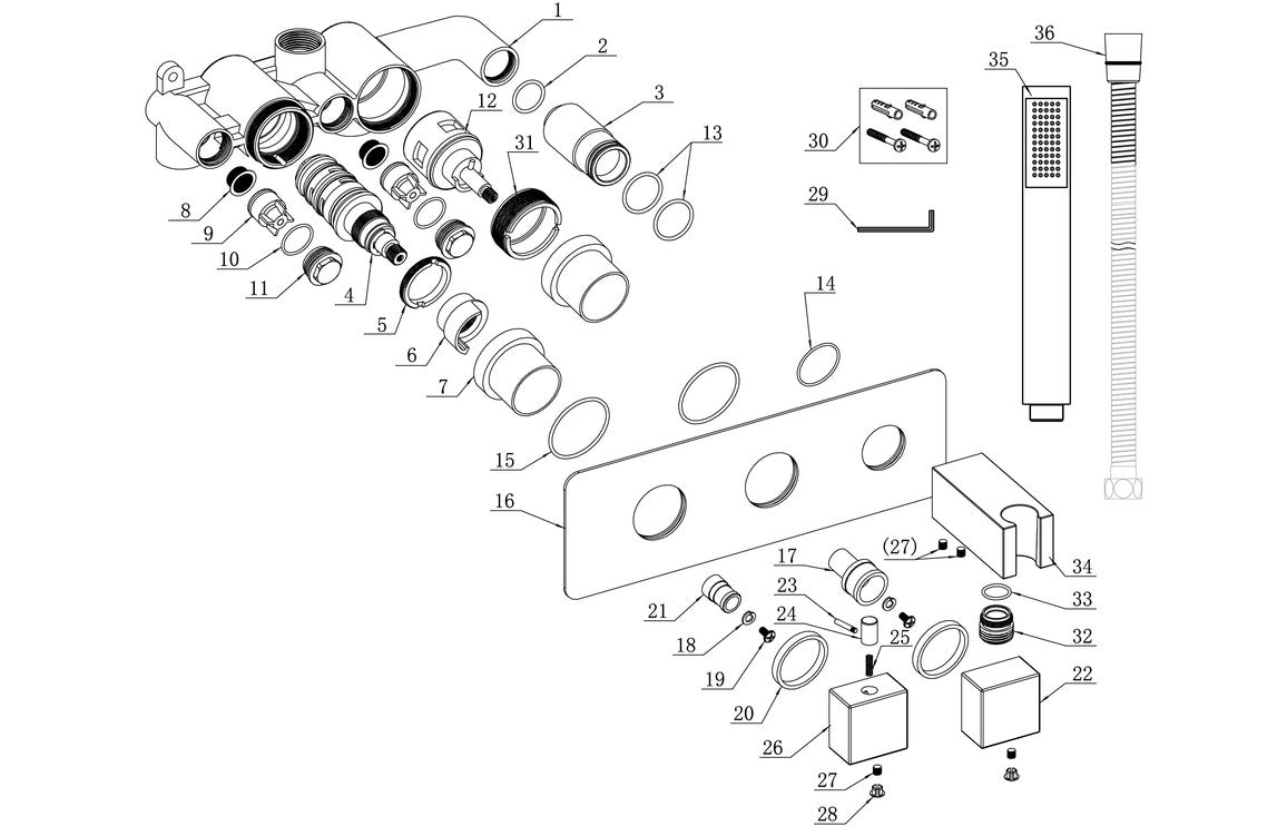 SOURCE Thermostatic Two Outlet Shower Valve w/Handset - Chrome