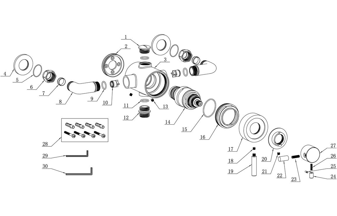 Modern Exposed Thermostatic Shower Valve - Chrome