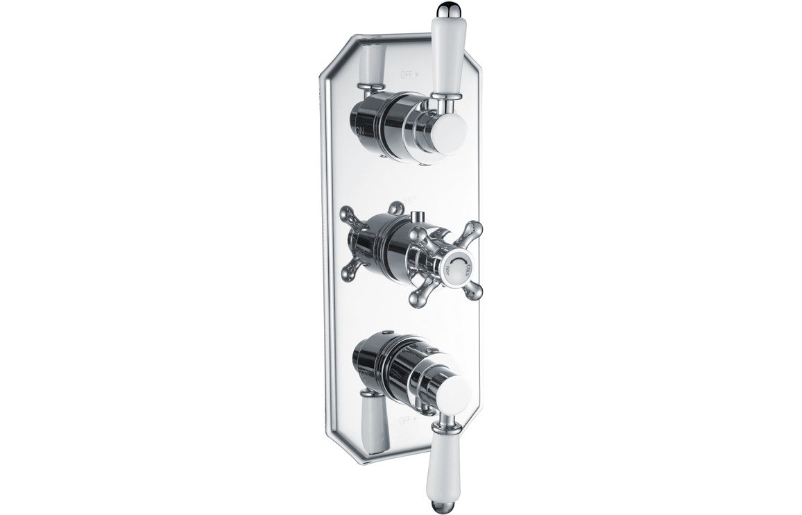 DRIFT Traditional Lever Thermostatic Two Outlet Shower Valve - Chrome