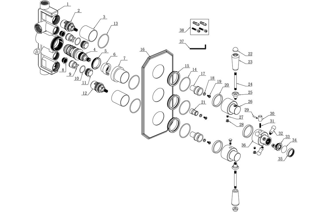 DRIFT Traditional Lever Thermostatic Two Outlet Shower Valve - Chrome