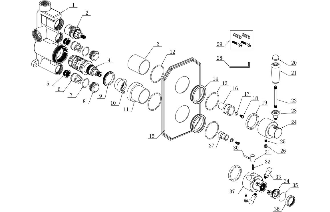 DRIFT Traditional Lever Thermostatic Single Outlet Shower Valve - Chrome