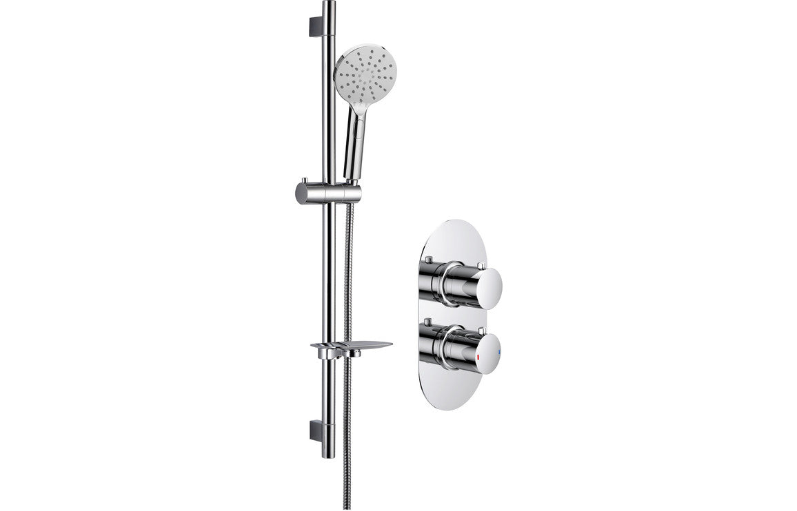 TIDE Shower Pack One - Single Outlet Twin Shower Valve w/Riser Kit - Chrome