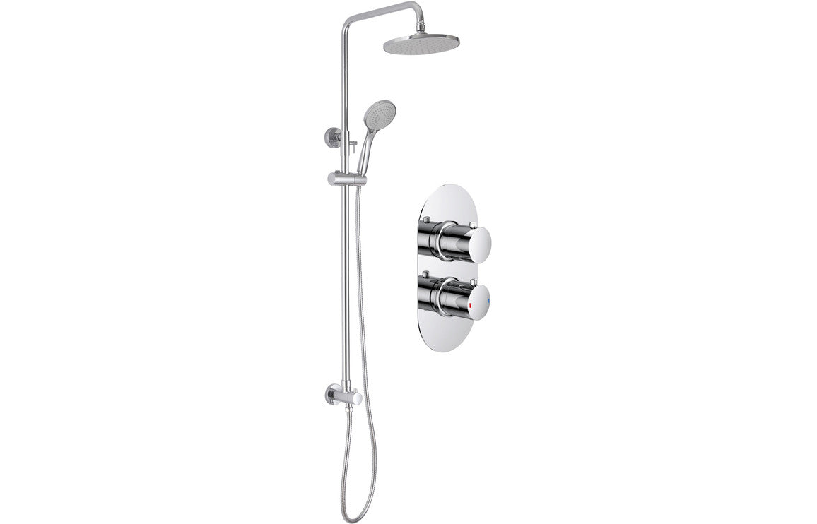 TIDE Shower Pack Two - Two Outlet Twin Shower Valve w/Riser & Overhead Kit - Chrome