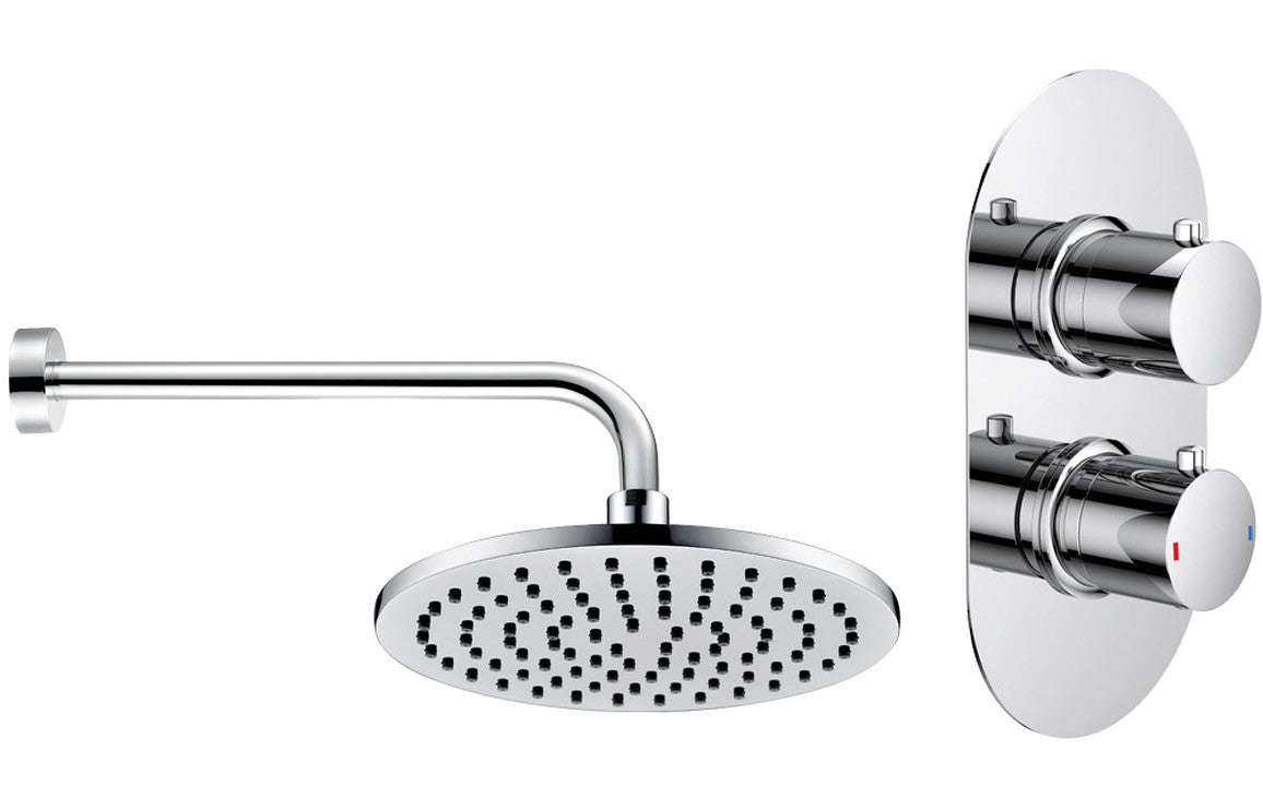 TIDE Shower Pack Three - Single Outlet Twin Shower Valve w/Overhead - Chrome