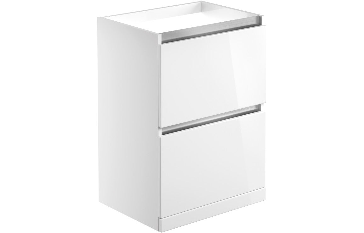 GRANGE 600mm 2 Drawer Floor Standing Basin Unit (No Top) - Latte