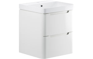 TURNBERRY 600mm 2 Drawer Wall Hung Basin Unit - White Gloss