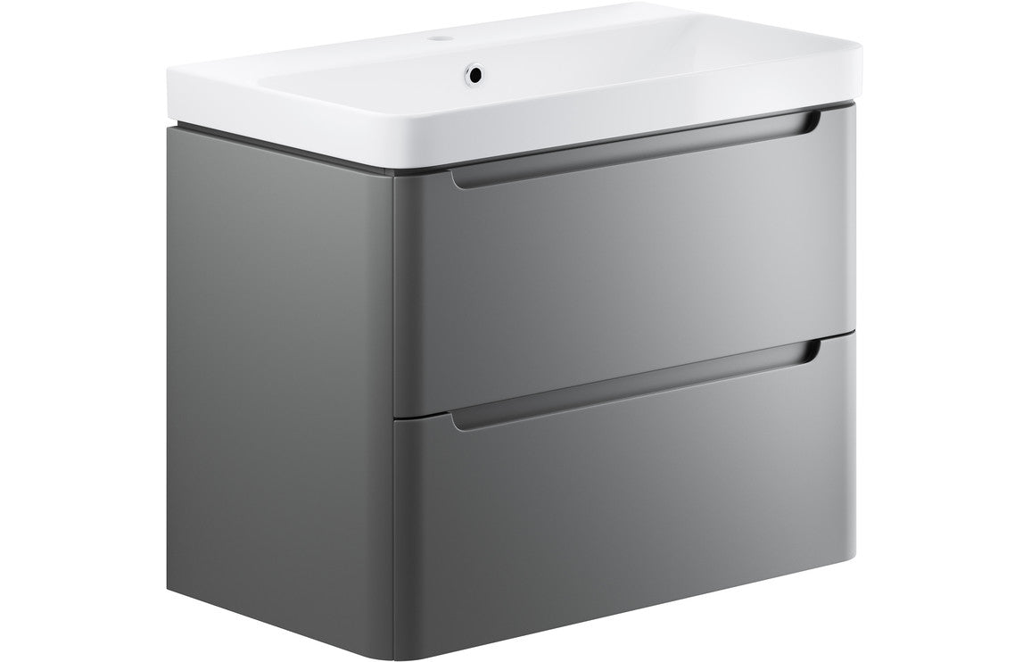 TURNBERRY 800mm 2 Drawer Wall Hung Basin Unit - Matt Grey