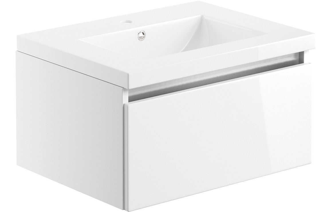 GRANGE 615mm 1 Drawer Wall Hung Basin Unit Inc. Basin - Latte