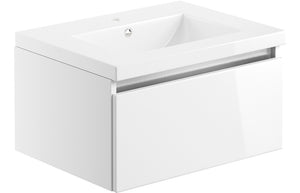 GRANGE 615mm 1 Drawer Wall Hung Basin Unit Inc. Basin - Latte