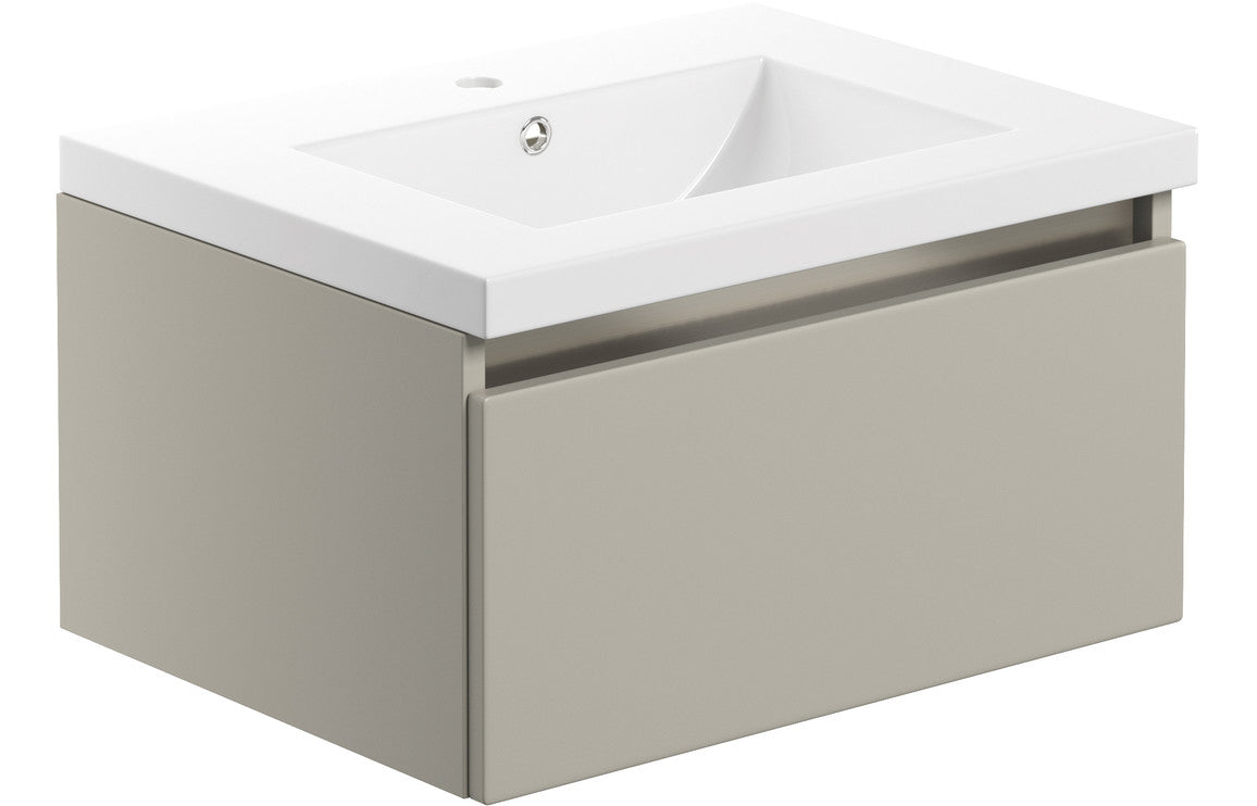 GRANGE 615mm 1 Drawer Wall Hung Basin Unit Inc. Basin - Latte