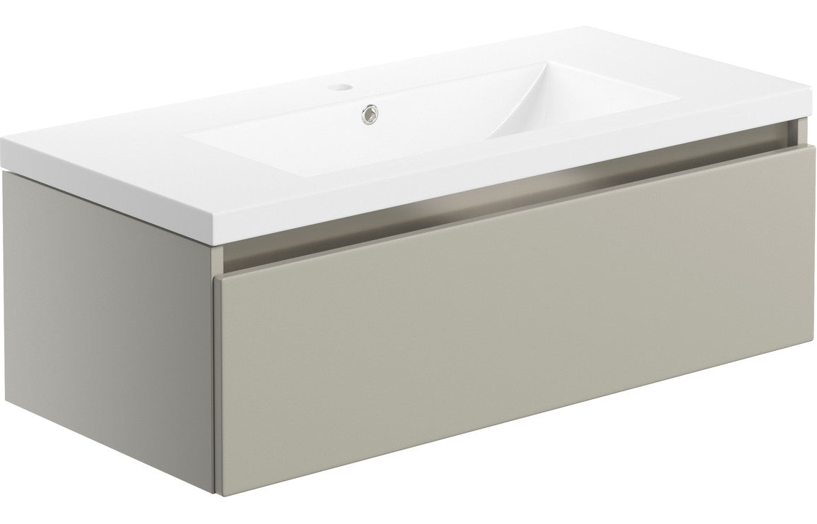 GRANGE 815mm 1 Drawer Wall Hung Basin Unit Inc. Basin - Latte