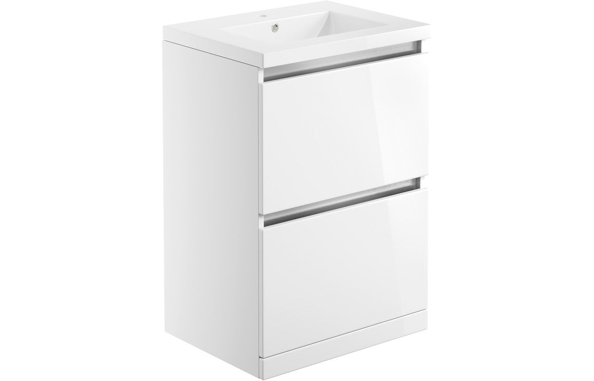 GRANGE 615mm 2 Drawer Floor Standing Basin Unit Inc. Basin - Latte