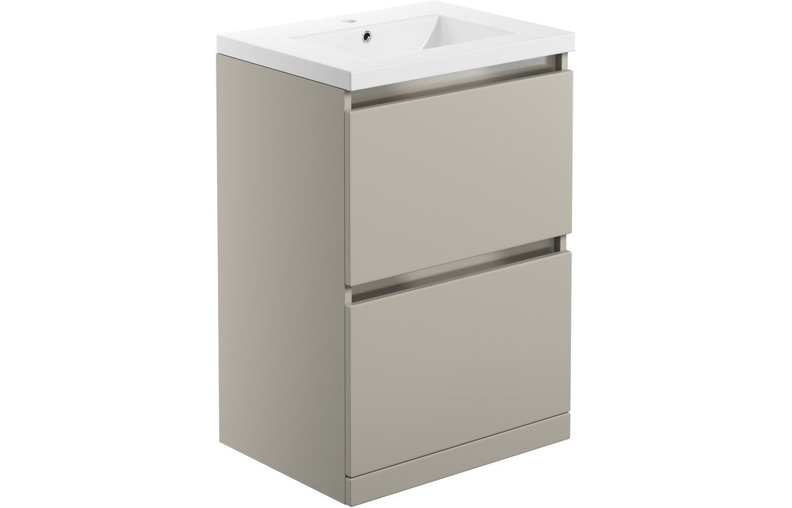 GRANGE 615mm 2 Drawer Floor Standing Basin Unit Inc. Basin - Latte