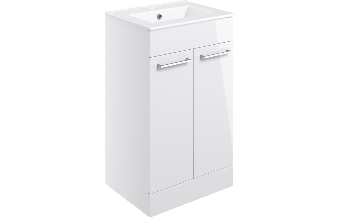 WILSON 510mm Floor Standing 2 Door Basin Unit & Basin - Anthracite Gloss