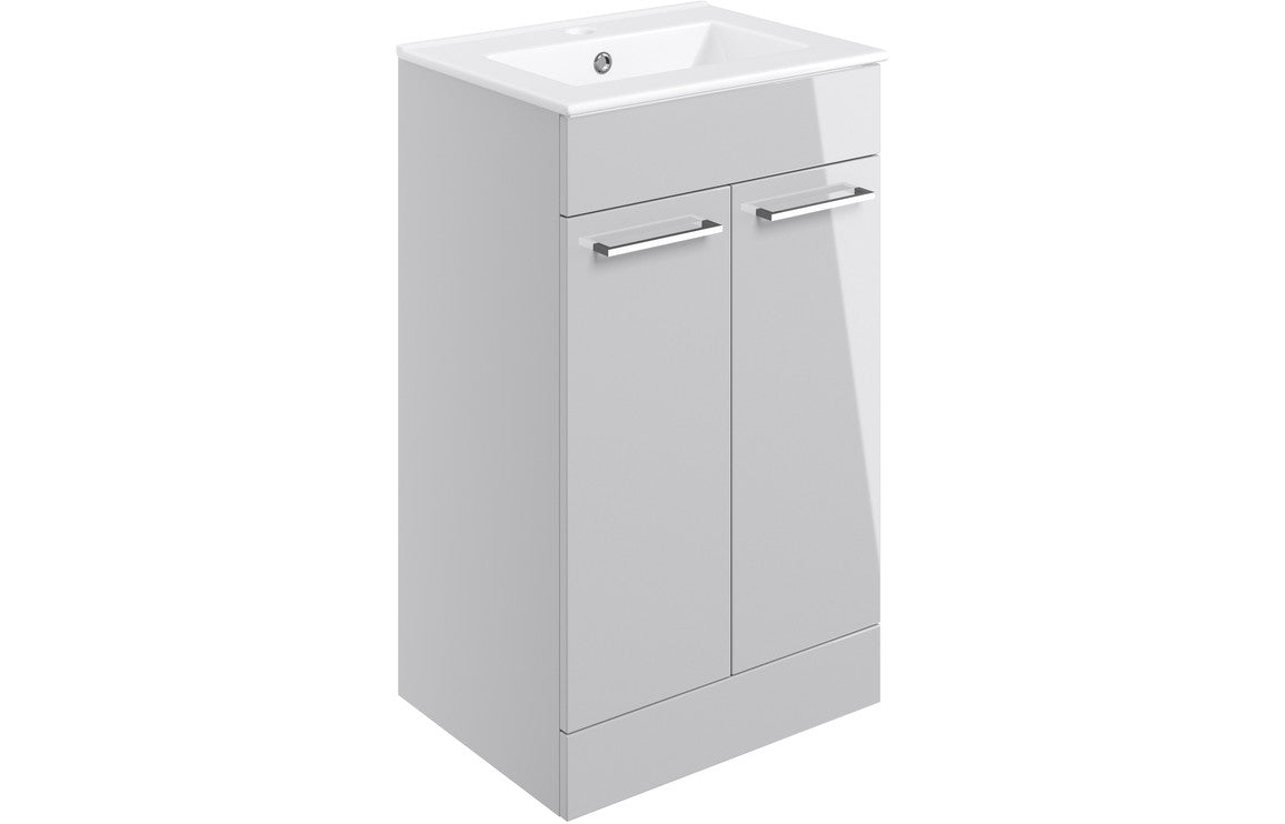 WILSON 510mm Floor Standing 2 Door Basin Unit & Basin - Anthracite Gloss