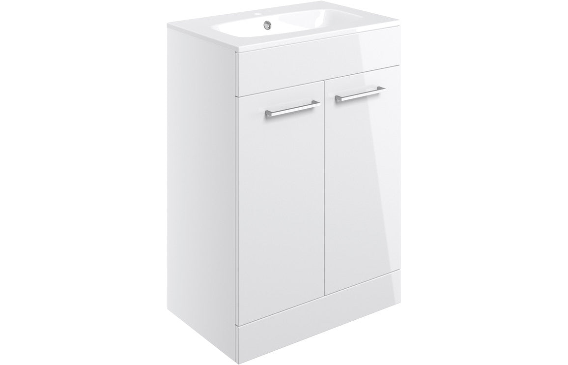 WILSON 610mm Floor Standing 2 Door Basin Unit & Basin - Anthracite Gloss
