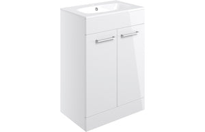 WILSON 610mm Floor Standing 2 Door Basin Unit & Basin - Anthracite Gloss
