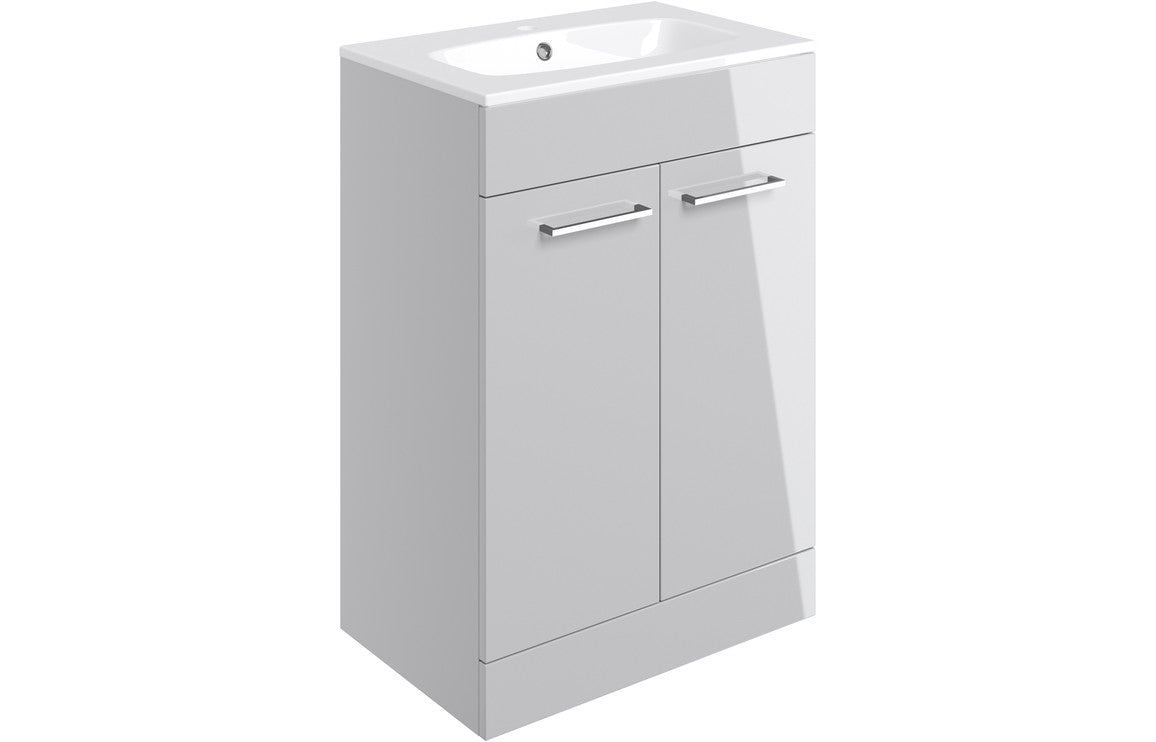 WILSON 610mm Floor Standing 2 Door Basin Unit & Basin - Anthracite Gloss