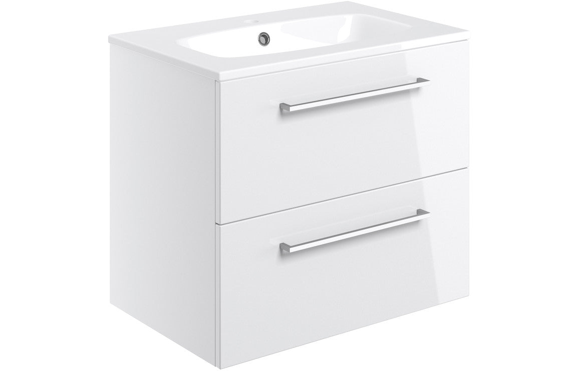 WILSON 610mm Wall Hung 2 Drawer Basin Unit & Basin - Anthracite Gloss