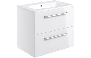 WILSON 610mm Wall Hung 2 Drawer Basin Unit & Basin - Anthracite Gloss