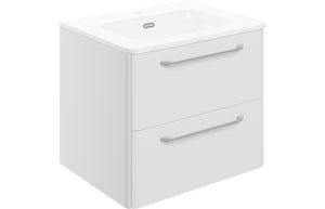 TROON 610mm 2 Drawer Wall Unit & Basin - White Gloss