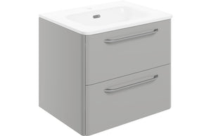 TROON 610mm 2 Drawer Wall Unit & Basin - Grey Gloss