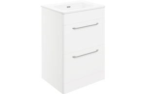 TROON 610mm 2 Drawer Floor Unit & Basin - White Gloss