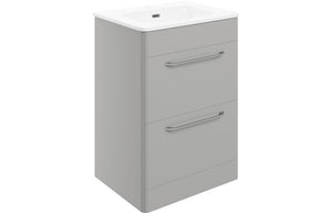 TROON 610mm 2 Drawer Floor Unit & Basin - Grey Gloss